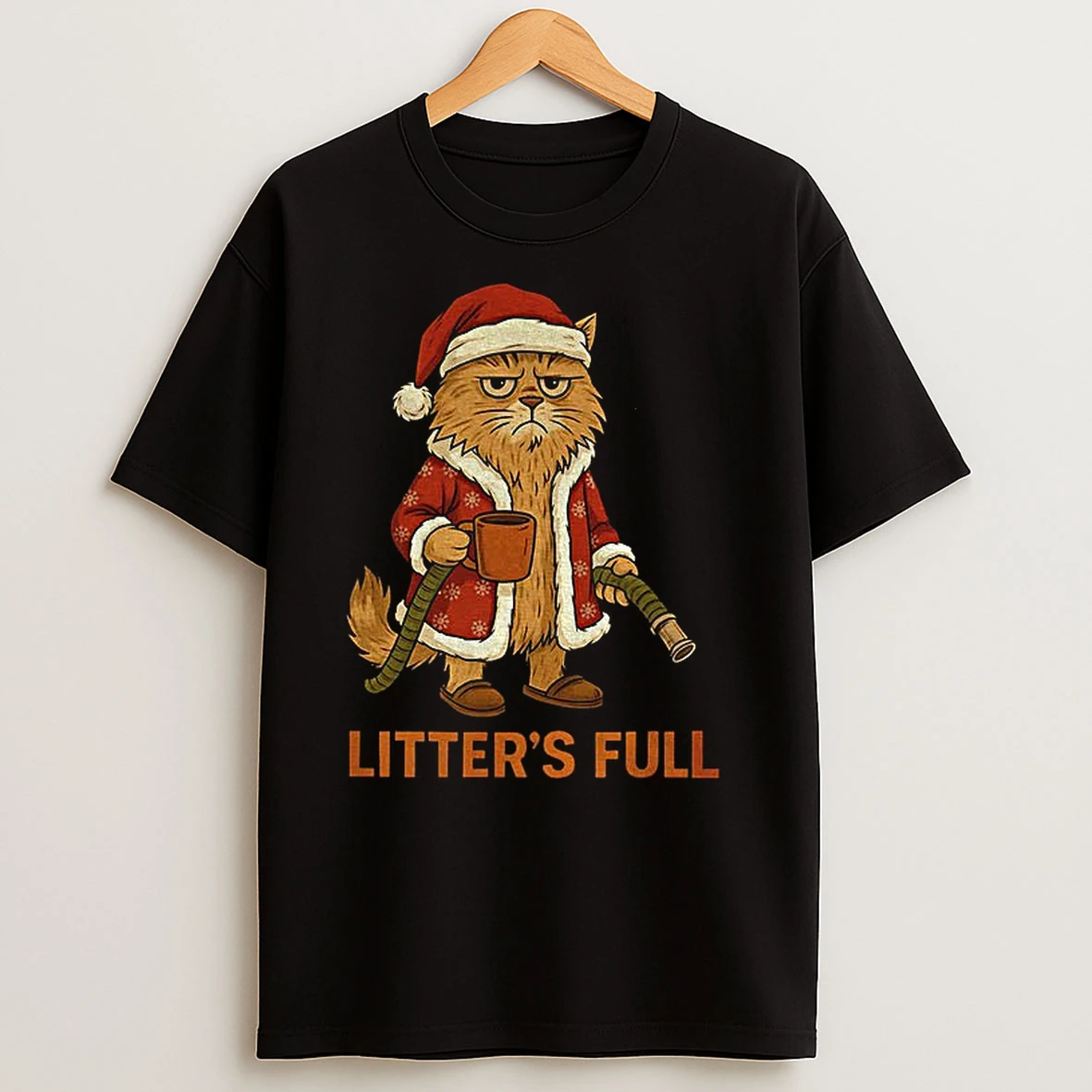 Litters Full Funny Cat Santa Claus Christmas Parody T Shirts