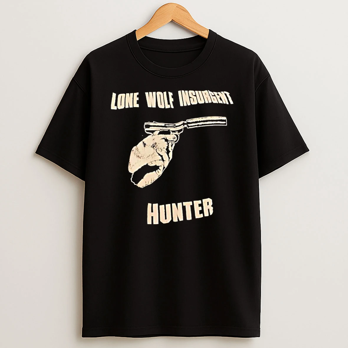 Lone Wolf Insurgent Hunter Hand Holding A Handgun Shirts