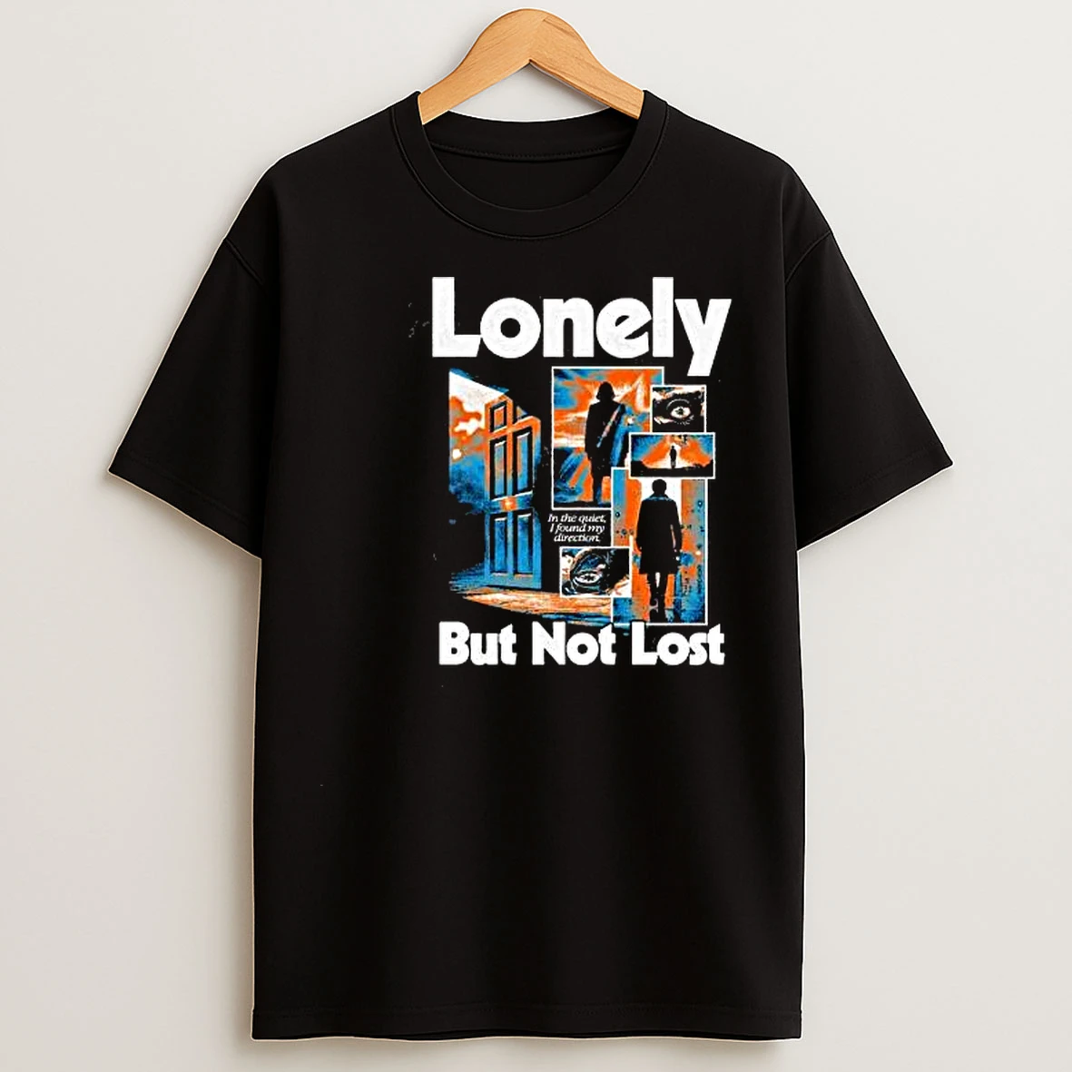 Lonely Yet Oriented Spirit Washed Circle Black T Shirts