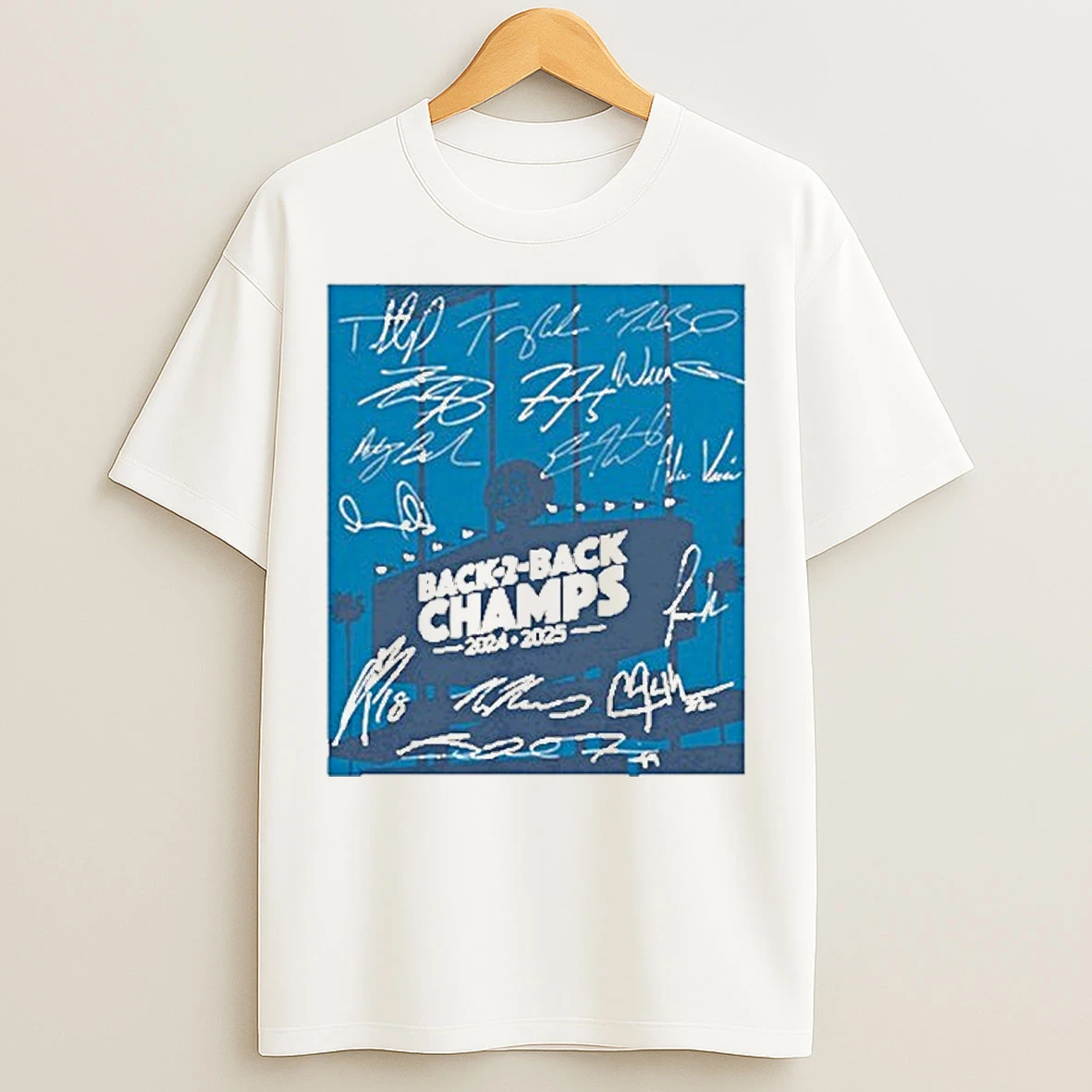Los Angeles Baseball Back To Back Champs Signature Roster T Shirts