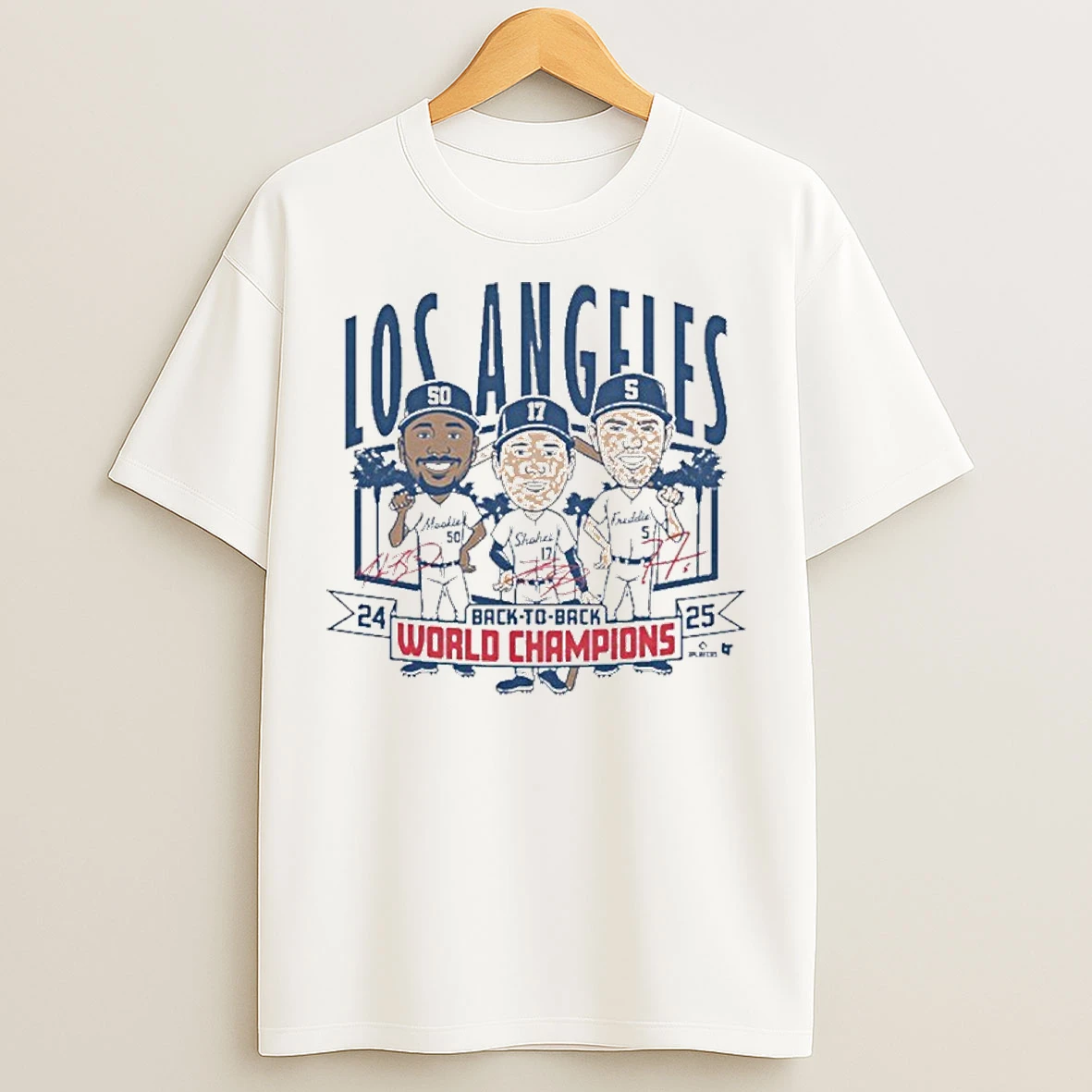 Los Angeles Baseball Back To Back World Champs Caricatures T Shirts