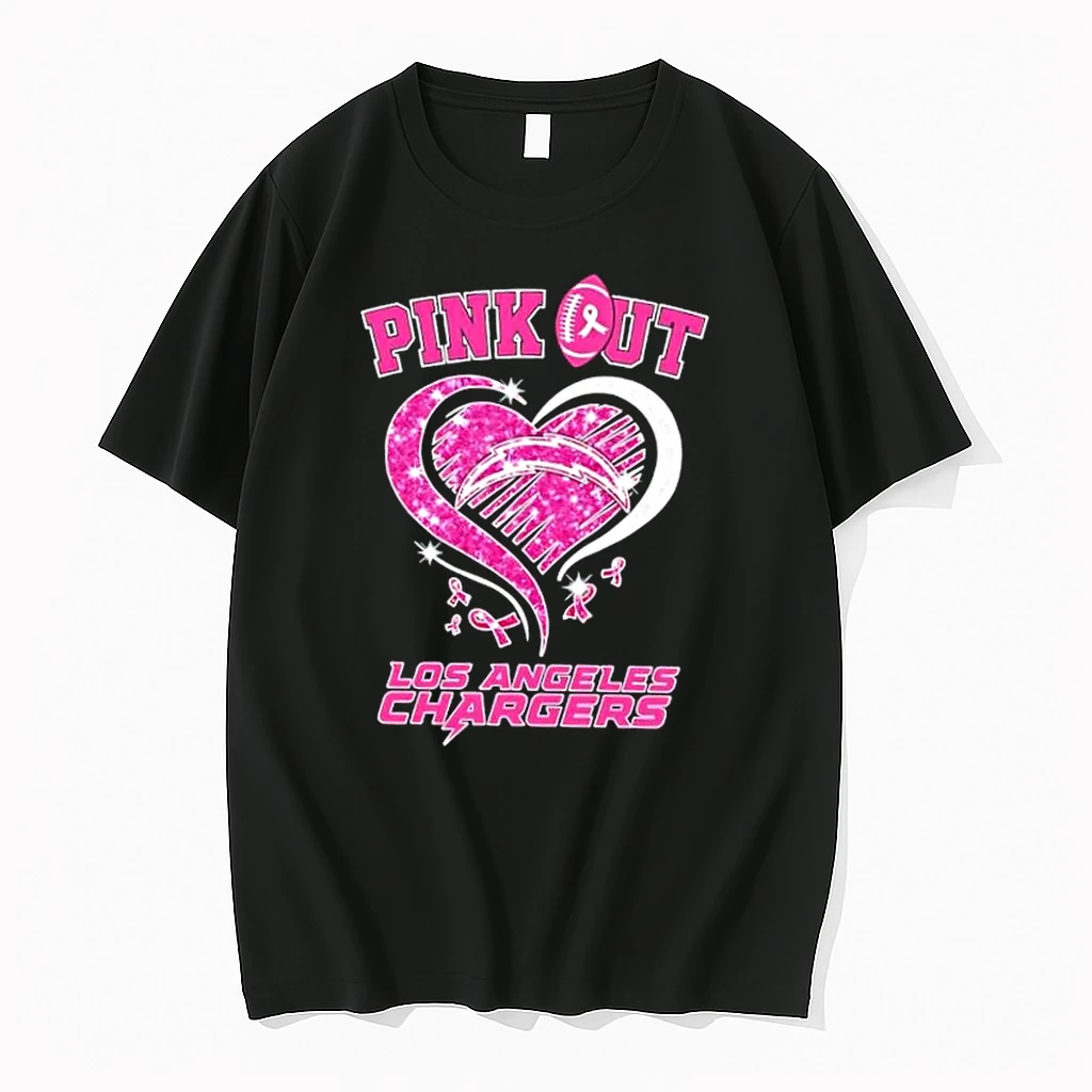 Los Angeles Chargers Football X Pink Out Hearts Shirts