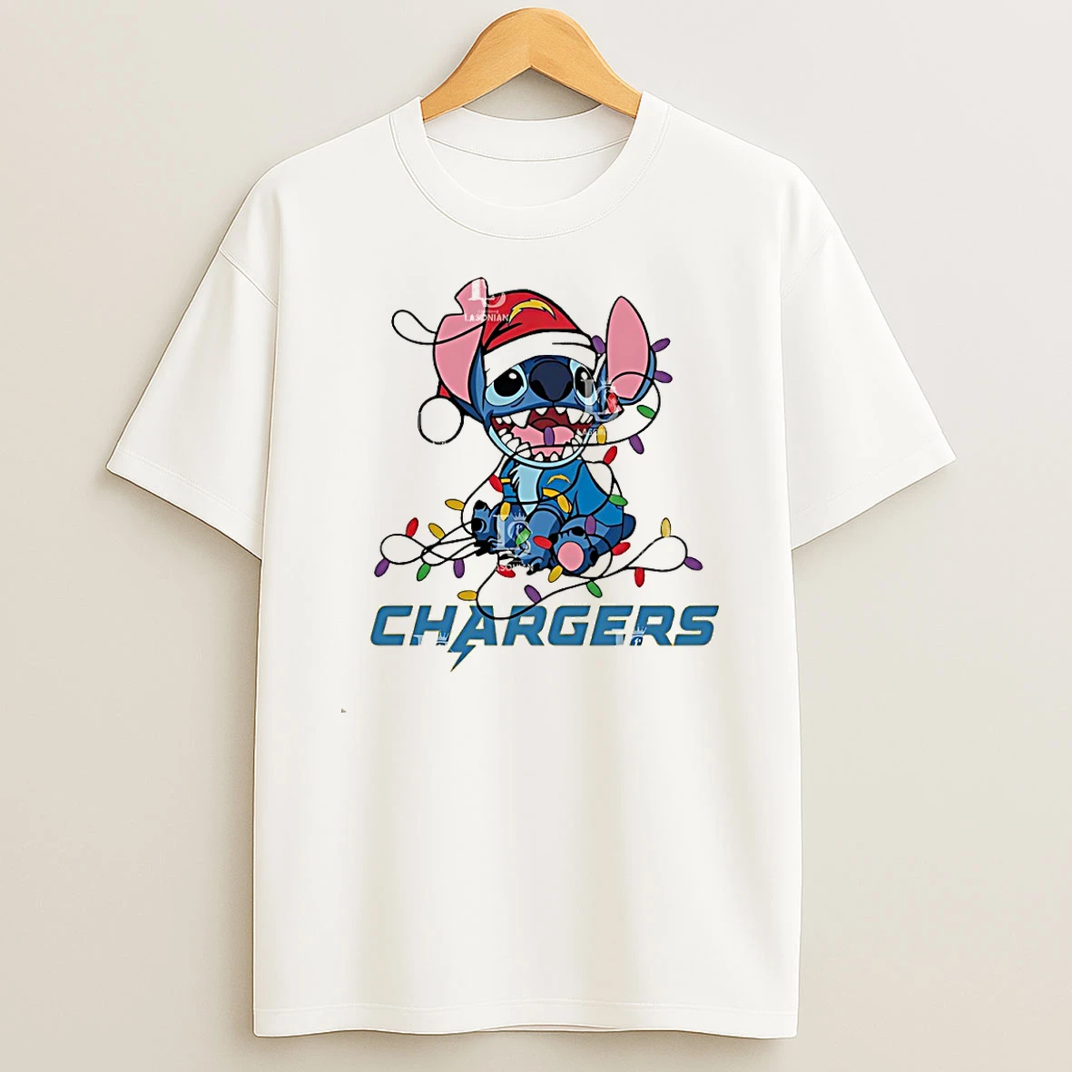 Los Angeles Chargers With Stitch Christmas Lights Shirts