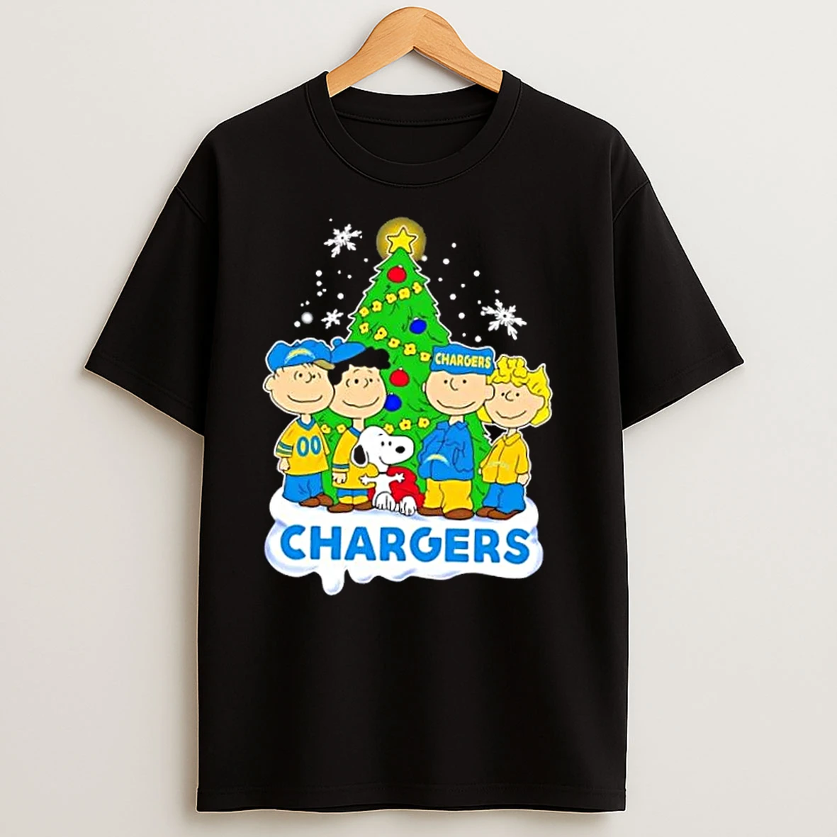 Los Angeles Chargers X Peanuts Snoopy And Friends Christmas Tree T Shirts