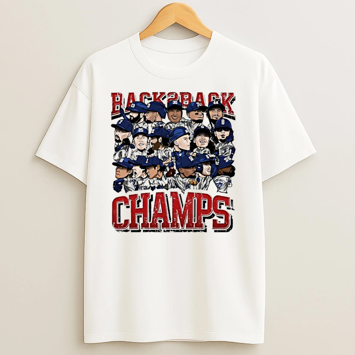 Los Angeles Dodgers 2025 Back 2 Back Champs Players Cartoon T Shirts