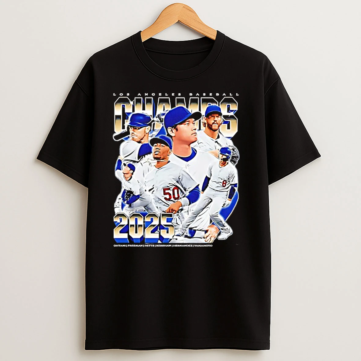 Los Angeles Dodgers 2025 World Champs Player Collage Vintage T Shirts