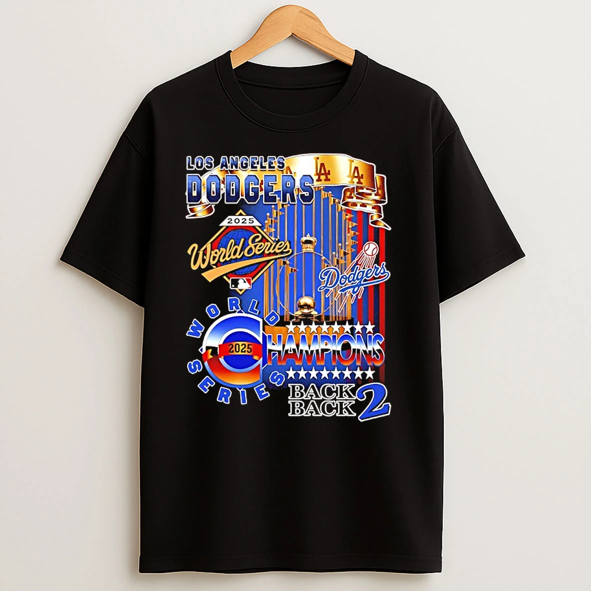 Los Angeles Dodgers 2025 World Series Champions Back 2 Back Graphic Vintage T Shirts