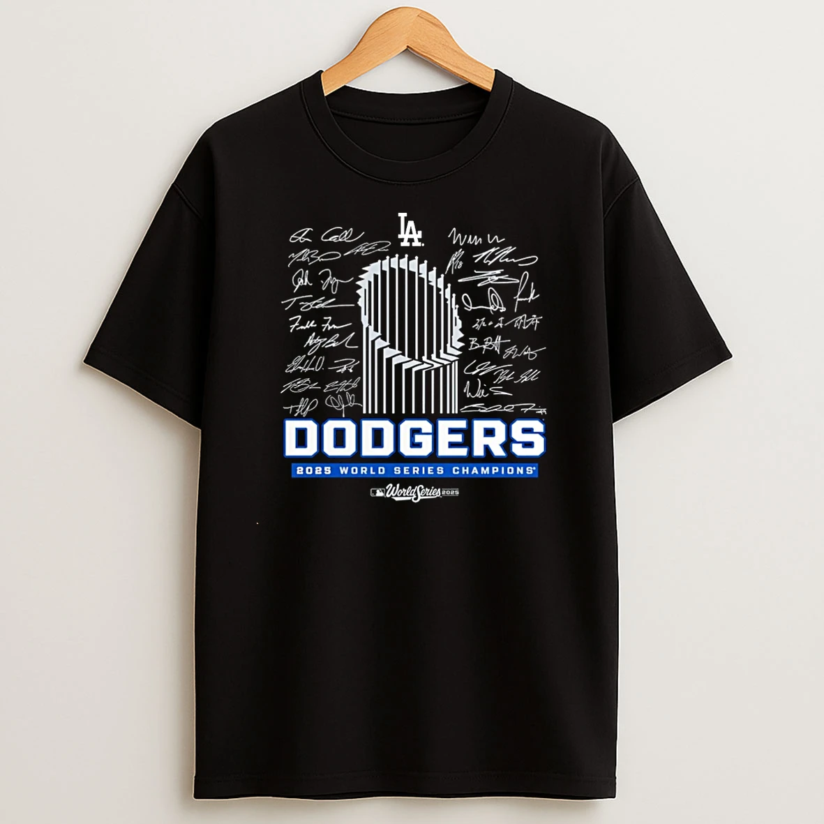 Los Angeles Dodgers 2025 World Series Champions Signature Roster Christmas T Shirts