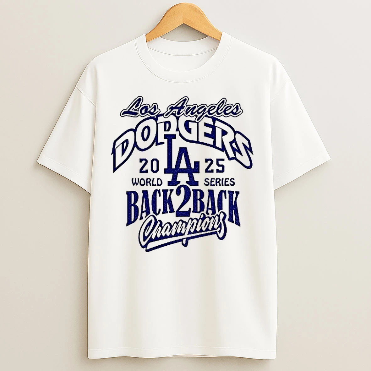 Los Angeles Dodgers Back 2 Back 2025 World Series Champions Mlb Logo T Shirts
