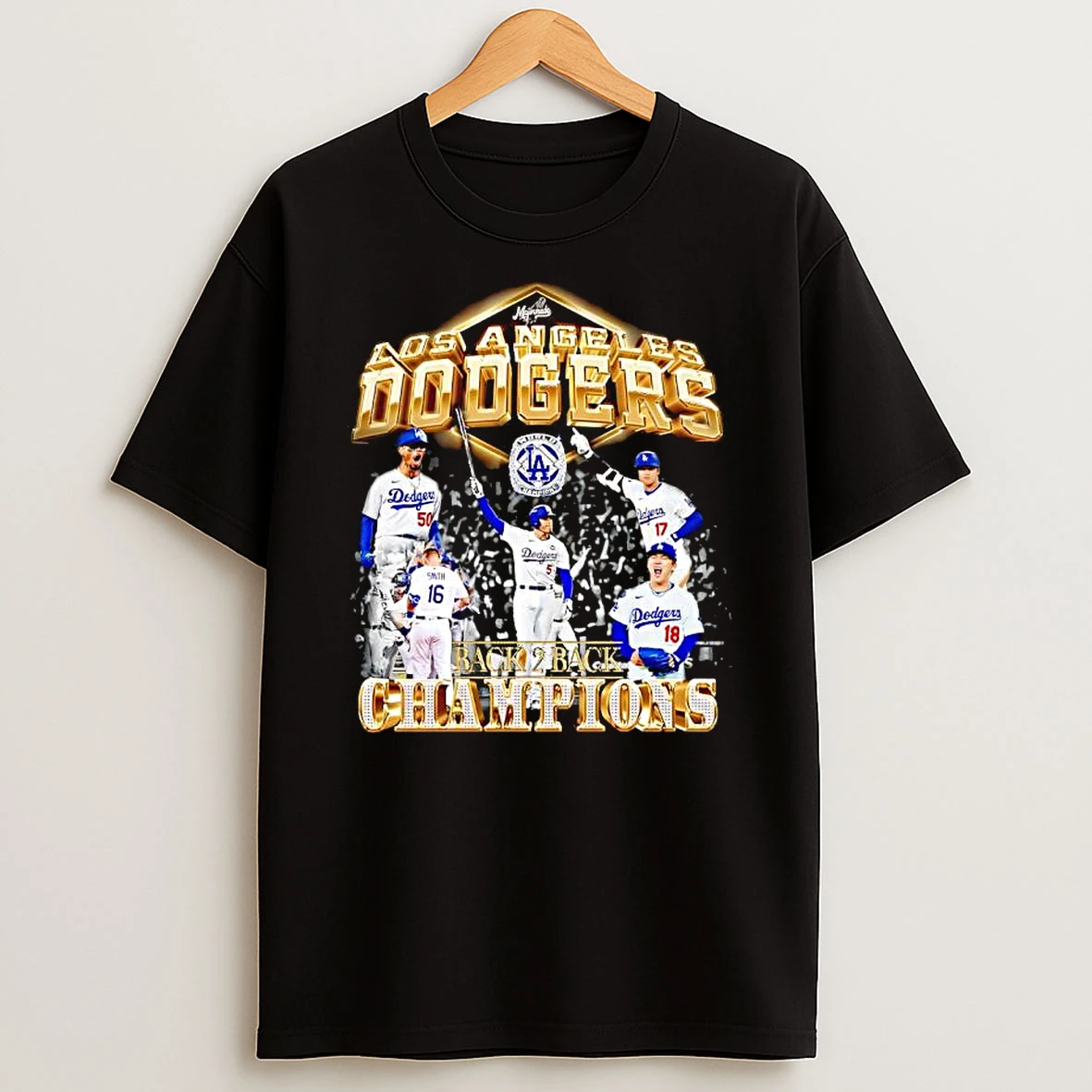 Los Angeles Dodgers Back 2 Back Ws Champions Action Shots Shirts