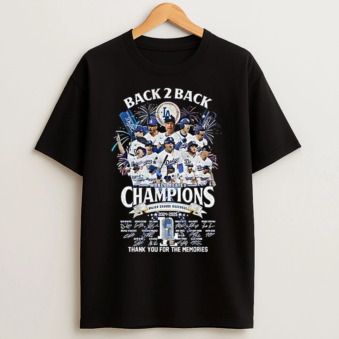Los Angeles Dodgers Back 2 Back World Series Champions Thank You For The Memories Signatures T Shirts