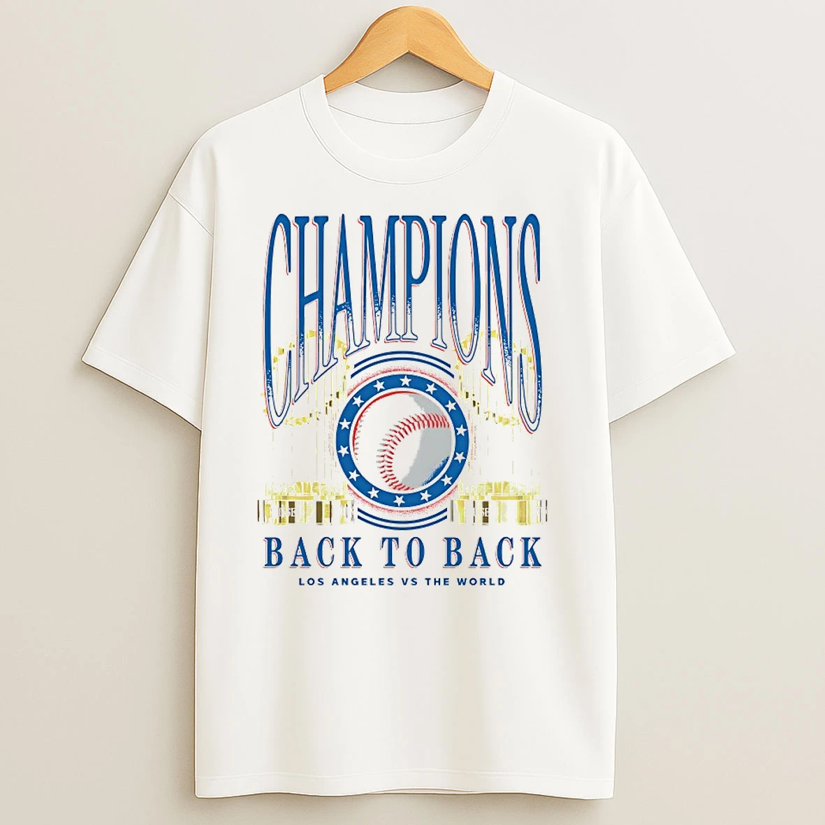 Los Angeles Dodgers Back To Back World Baseball Champions Trophy T Shirts