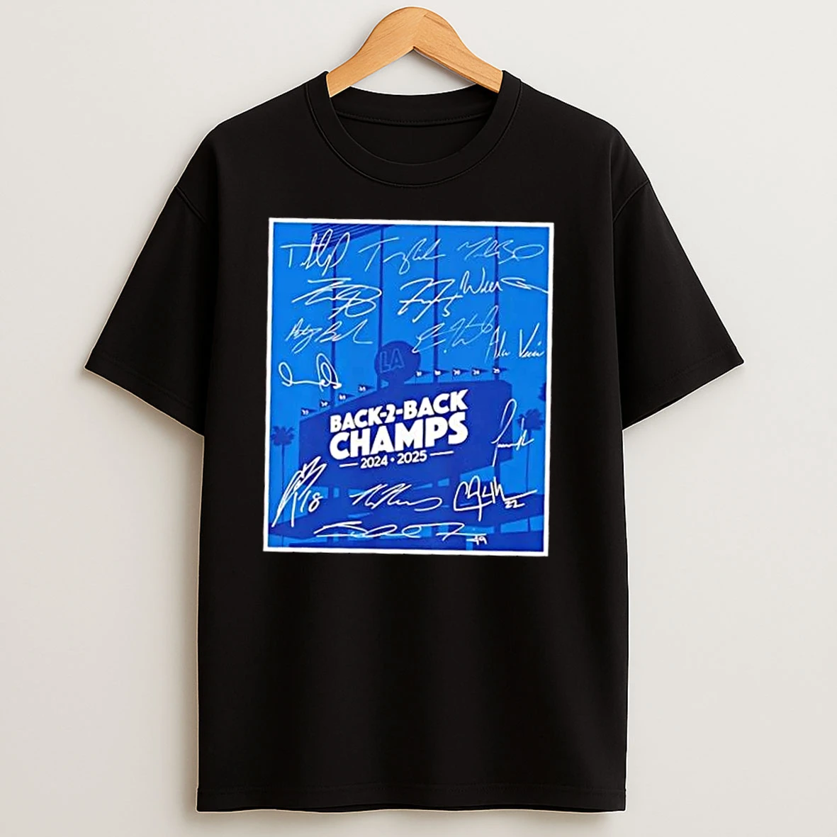 Los Angeles Dodgers Baseball Back To Back Champs All Signatures T Shirts
