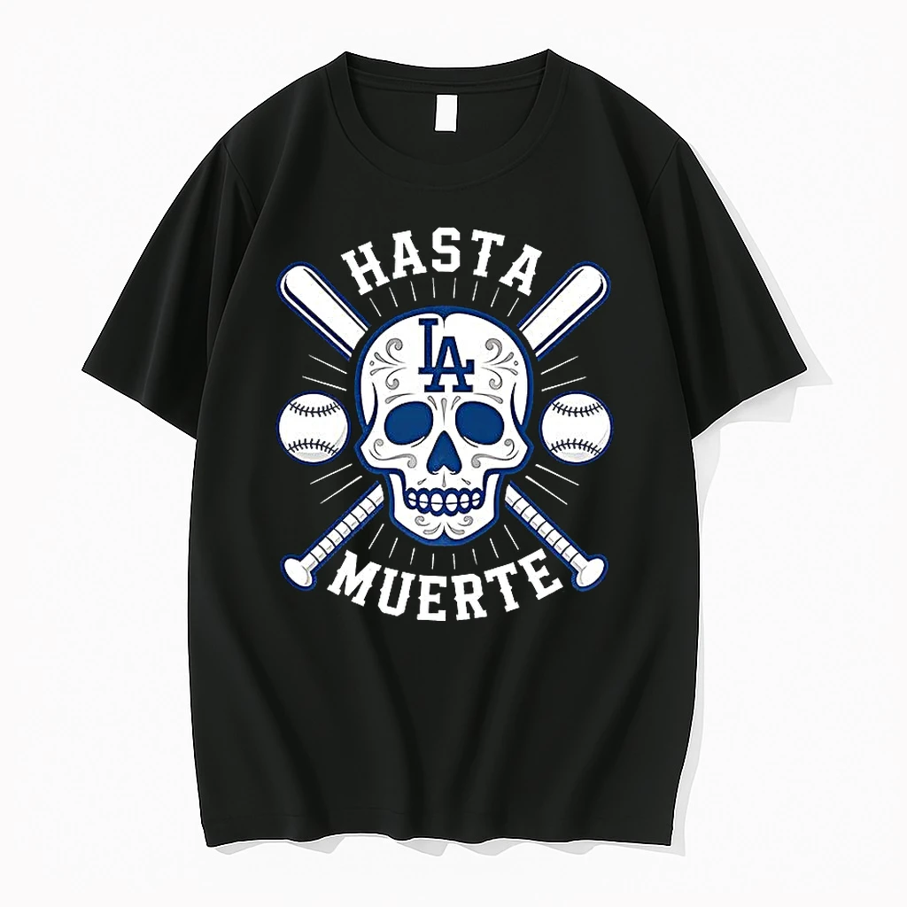 Los Angeles Dodgers Hasta Muerte Skull And Cross Bat Shirts