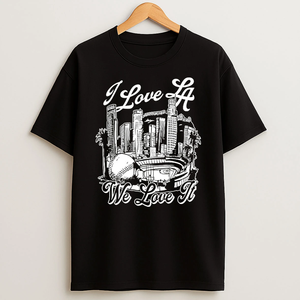 Los Angeles Dodgers I Love La Baseball Cityscape Hollywood Los Angeles Shirts