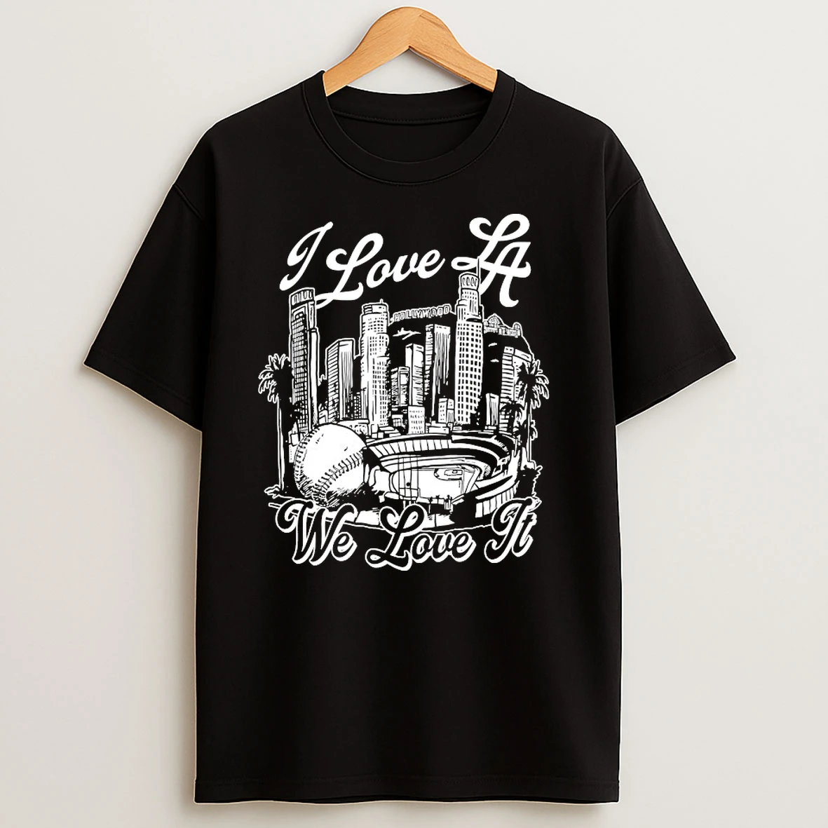 Los Angeles Dodgers I Love La Baseball Cityscape Hollywood Los Angeles T Shirts