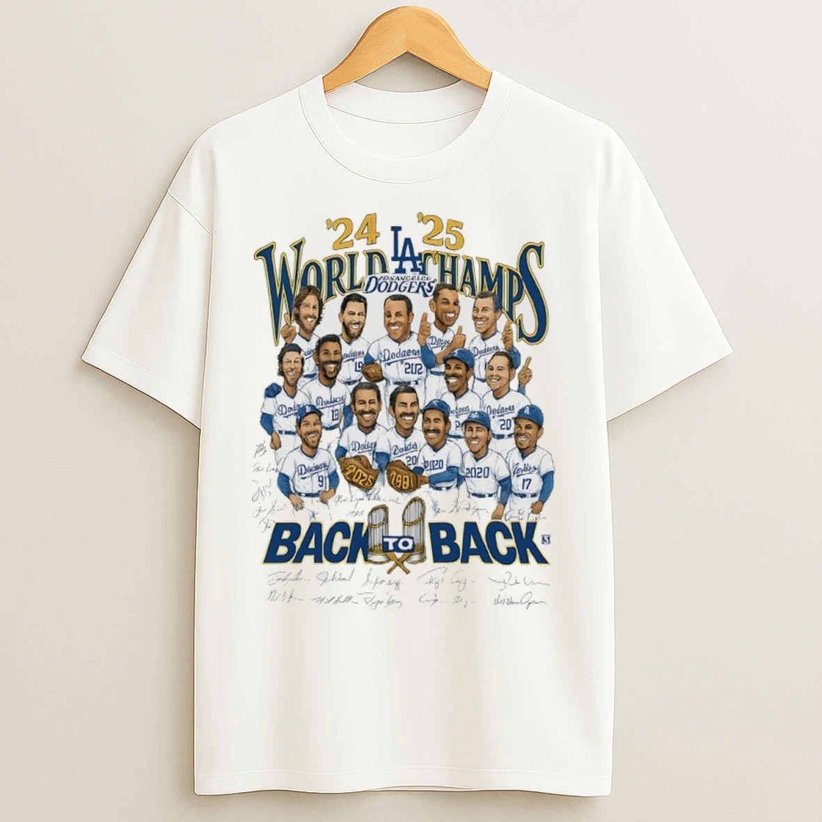 Los Angeles Dodgers Legends Back To Back 24 25 World Series Champions Signature T Shirts