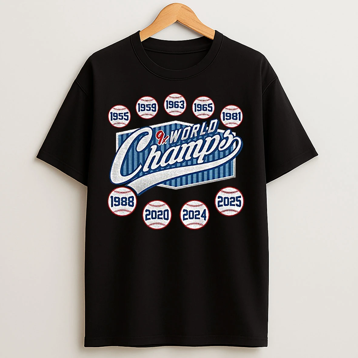 Los Angeles Dodgers Mlb Baseball 9x Back 2 Back World Champions 1955 2025 T Shirts