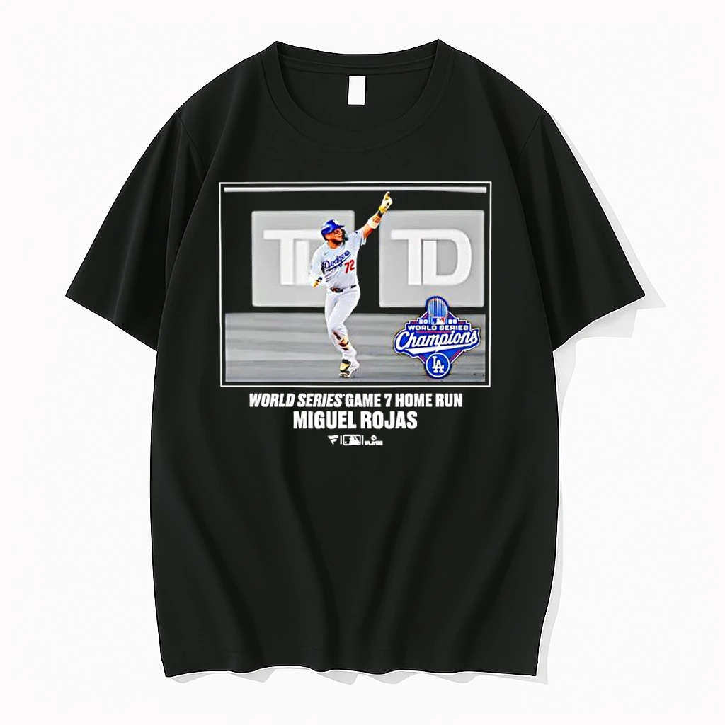 Los Angeles Dodgers Miguel Rojas 2025 World Series Game 7 Home Run Champions Moment Graphic Shirts