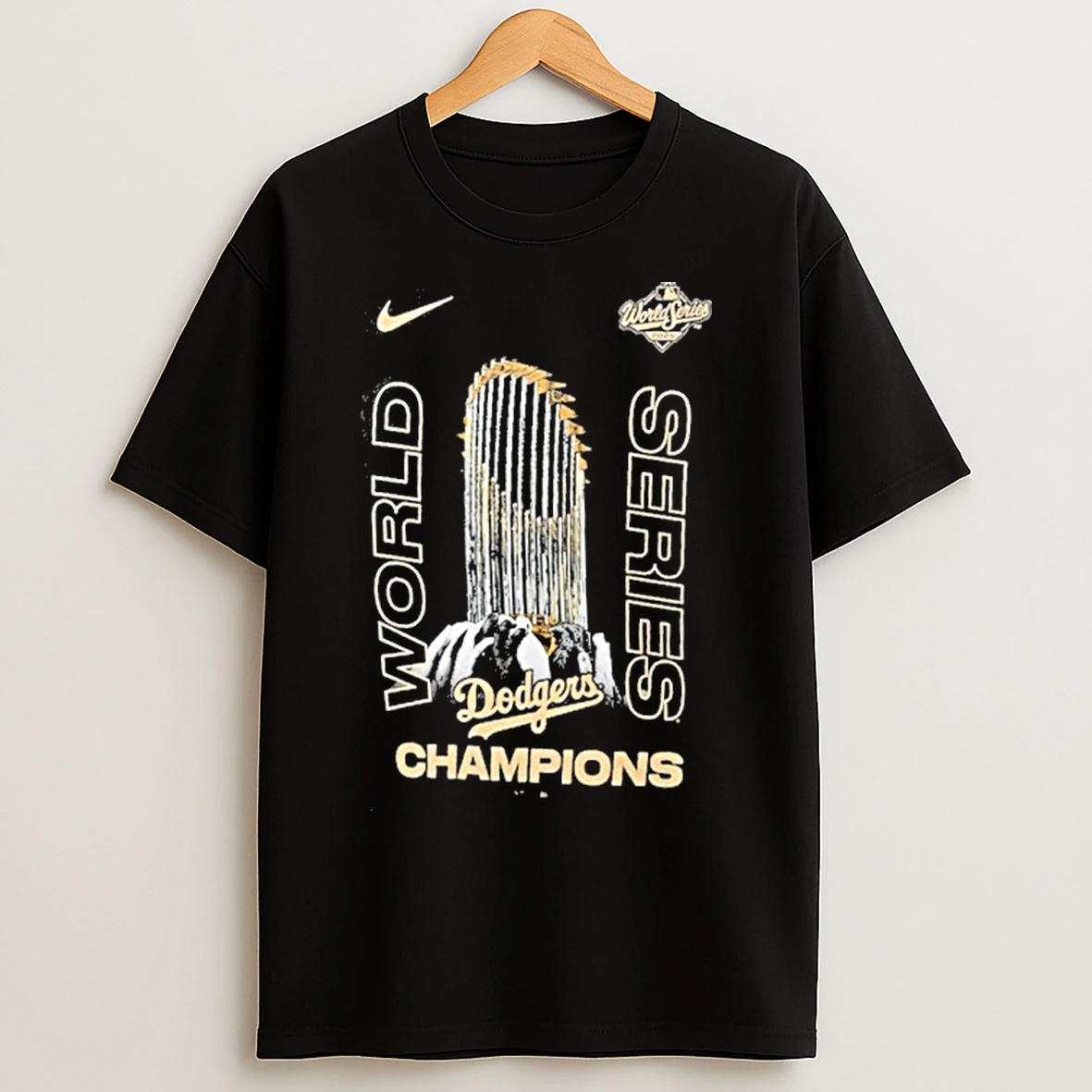 Los Angeles Dodgers Nike 2025 World Series Champions Raise The Trophy T Shirts