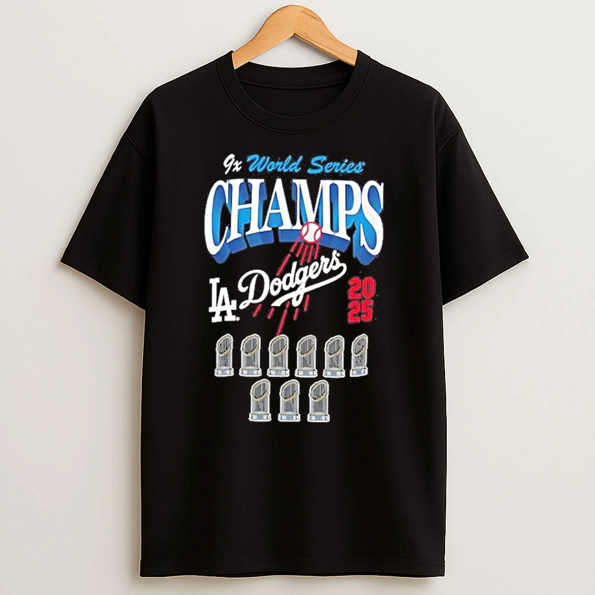 Los Angeles Dodgers Nine Time World Series Champions Trophy Shirts