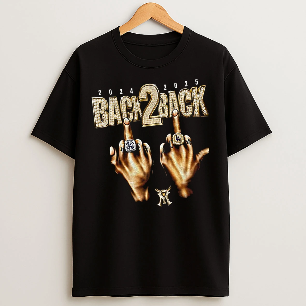 Los Angeles Dodgers Ring Middle Finger Back 2 Back Mlb Baseball 2025 World Series T Shirts