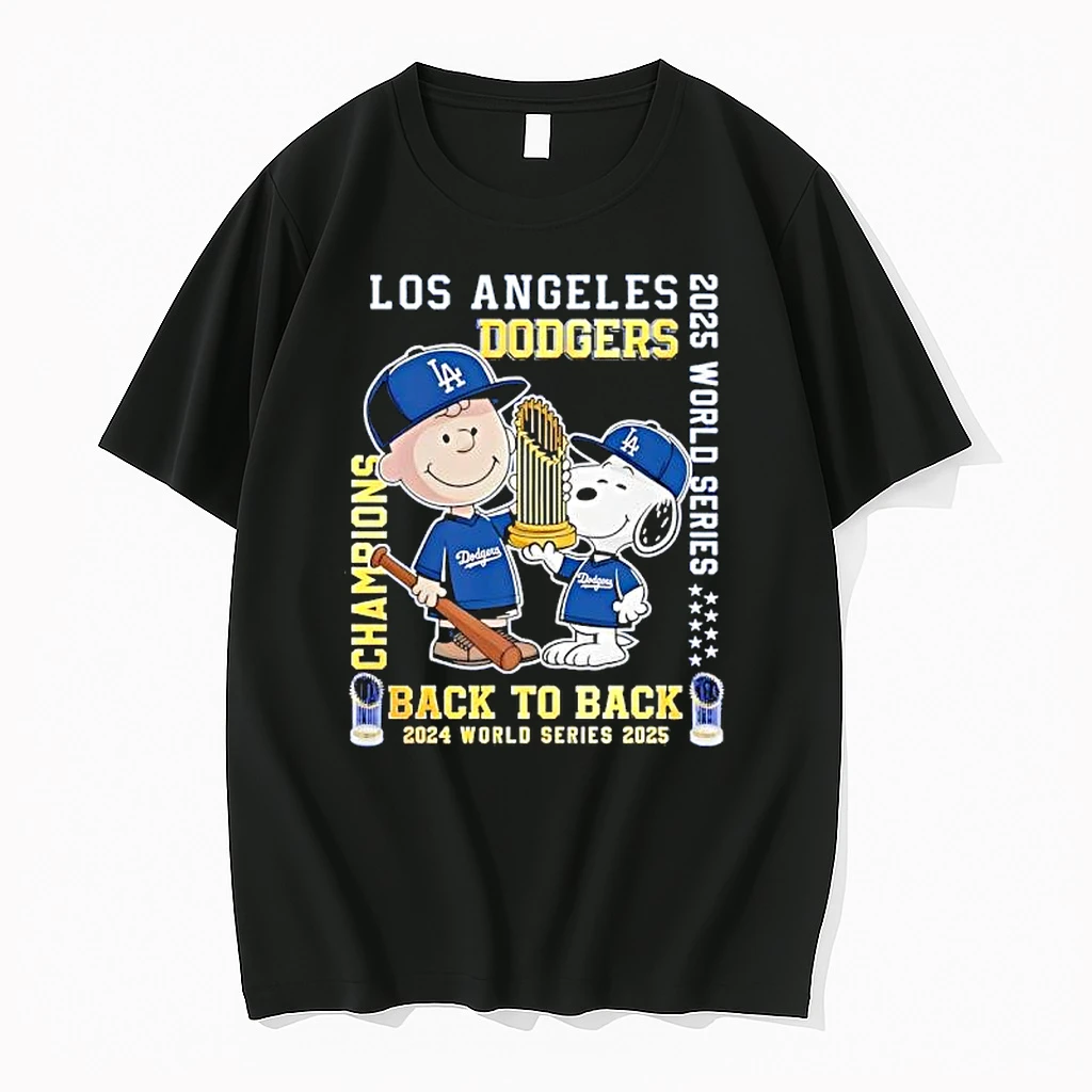 Los Angeles Dodgers Snoopy And Charlie Brown 2025 World Series Back2back Shirts