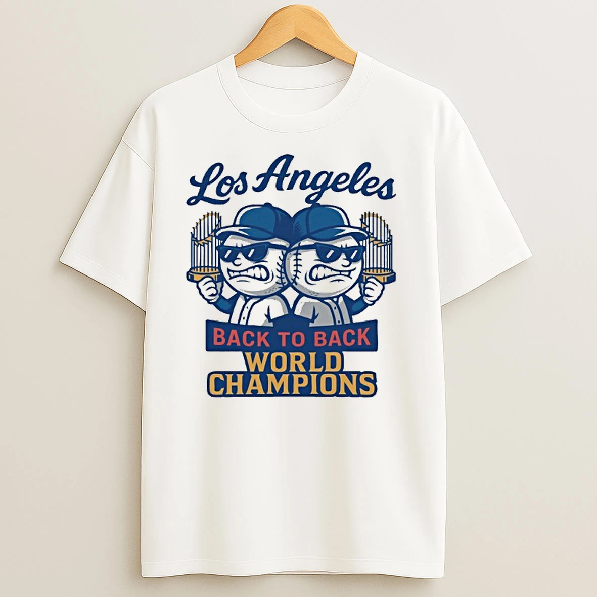 Los Angeles Dodgers Sticker Back To Back World Champions T Shirts