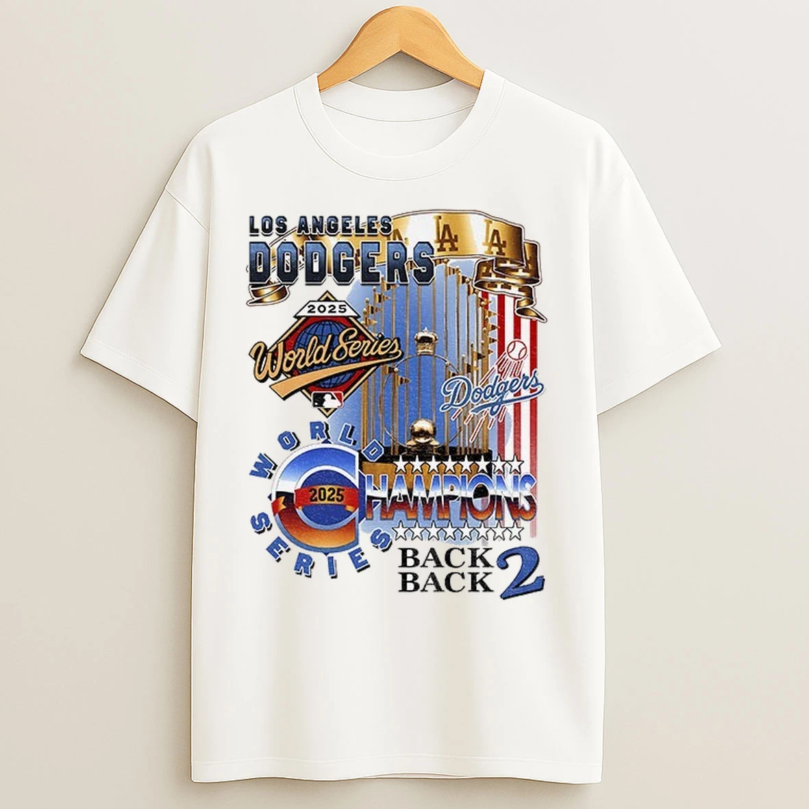 Los Angeles Dodgers Trophy World Series Back 2 Back Champions 2025 T Shirts