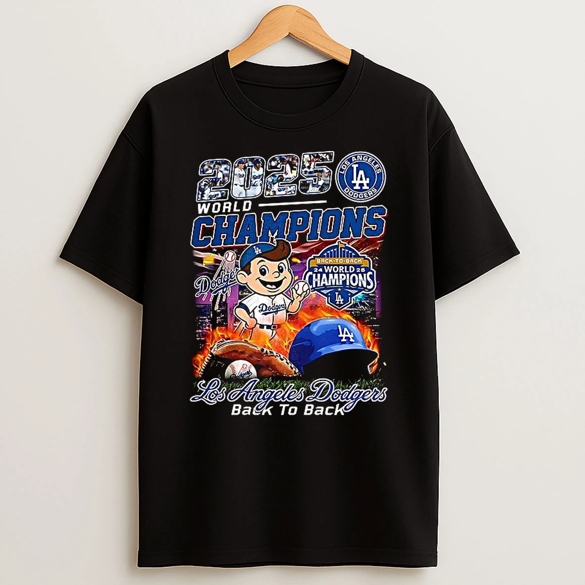 Los Angeles Dodgers World Champions 2025 Back To Back Baseball Gloves Helmet Shirts