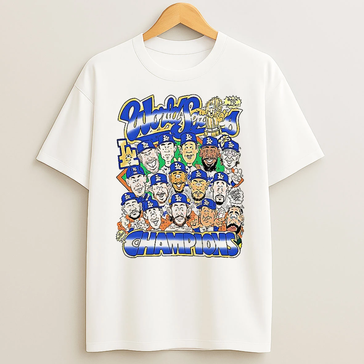 Los Angeles Dodgers World Series Back To Back Champions 2025 Player Cartoon Shirts
