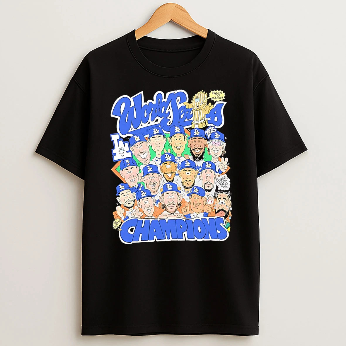 Los Angeles Dodgers World Series Championships Caricature Graphic Shirts