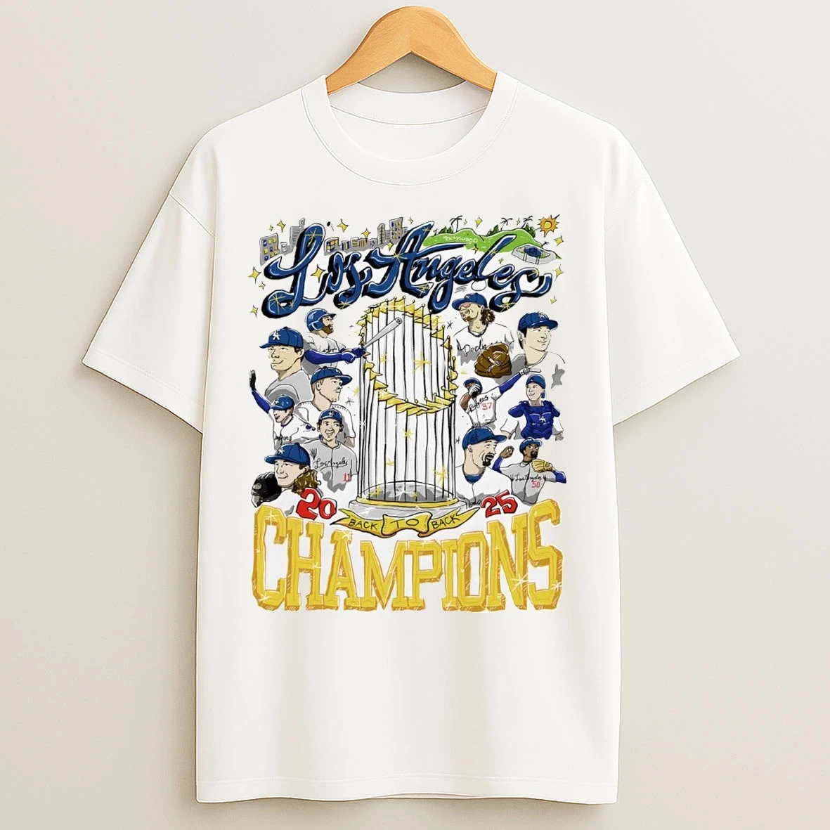 Los Angeles Dodgers Back To Back Champions Trophy 2025 T Shirts
