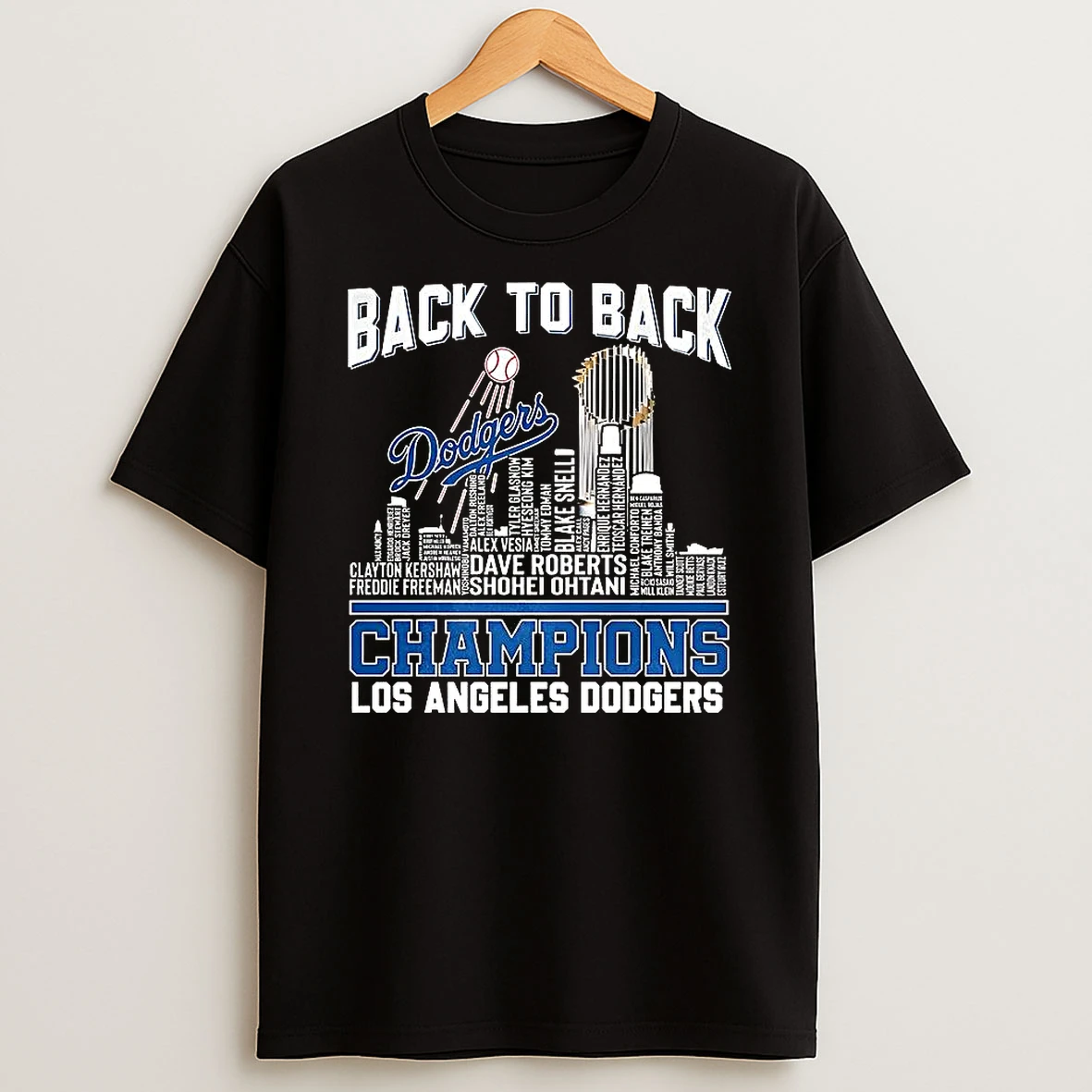Los Angeles Dodgers Back To Back World Series Champions Name Player City Skyline Shirts