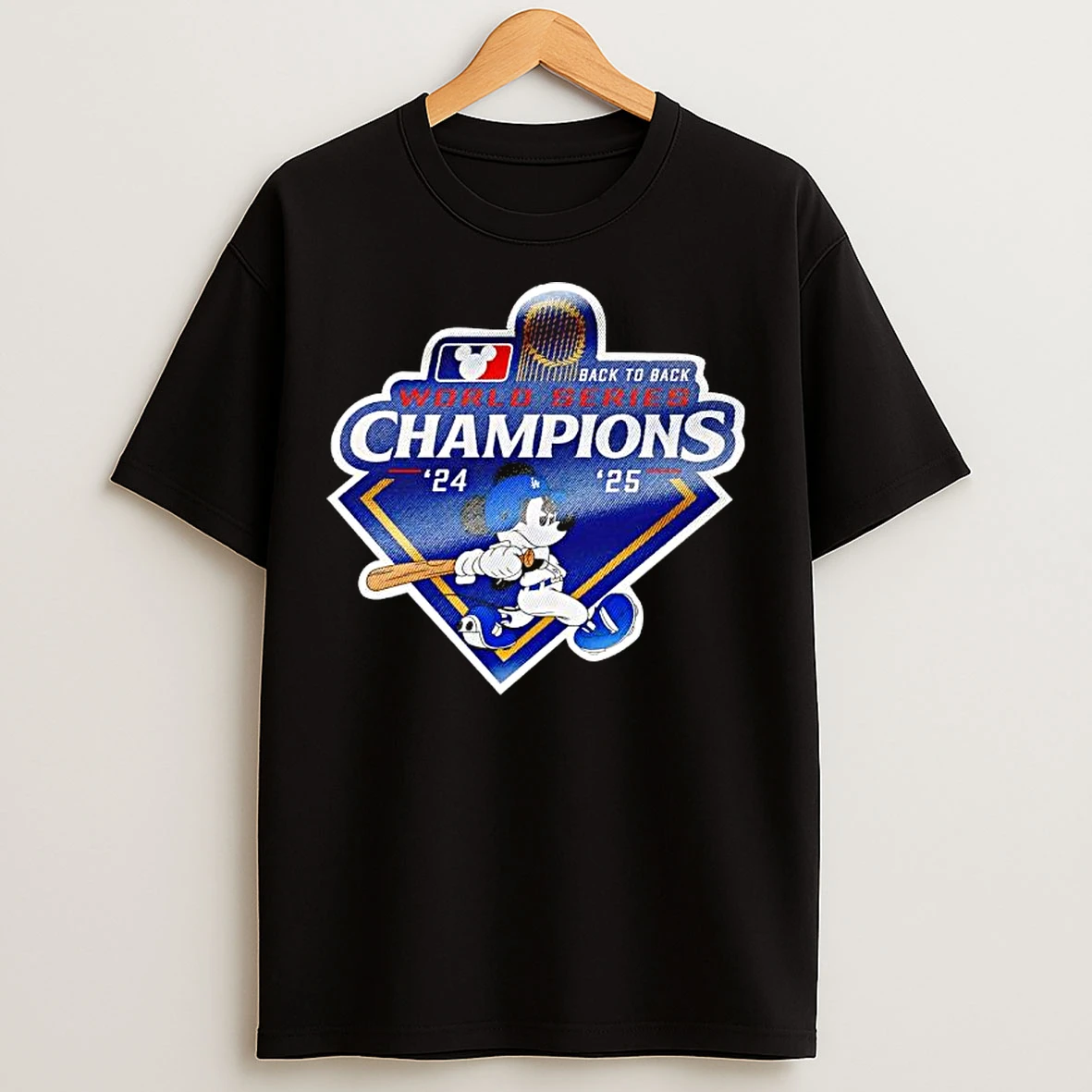 Los Angeles Dodgers Back To Back World Series Champions With Mickey Mouse Logo T Shirts