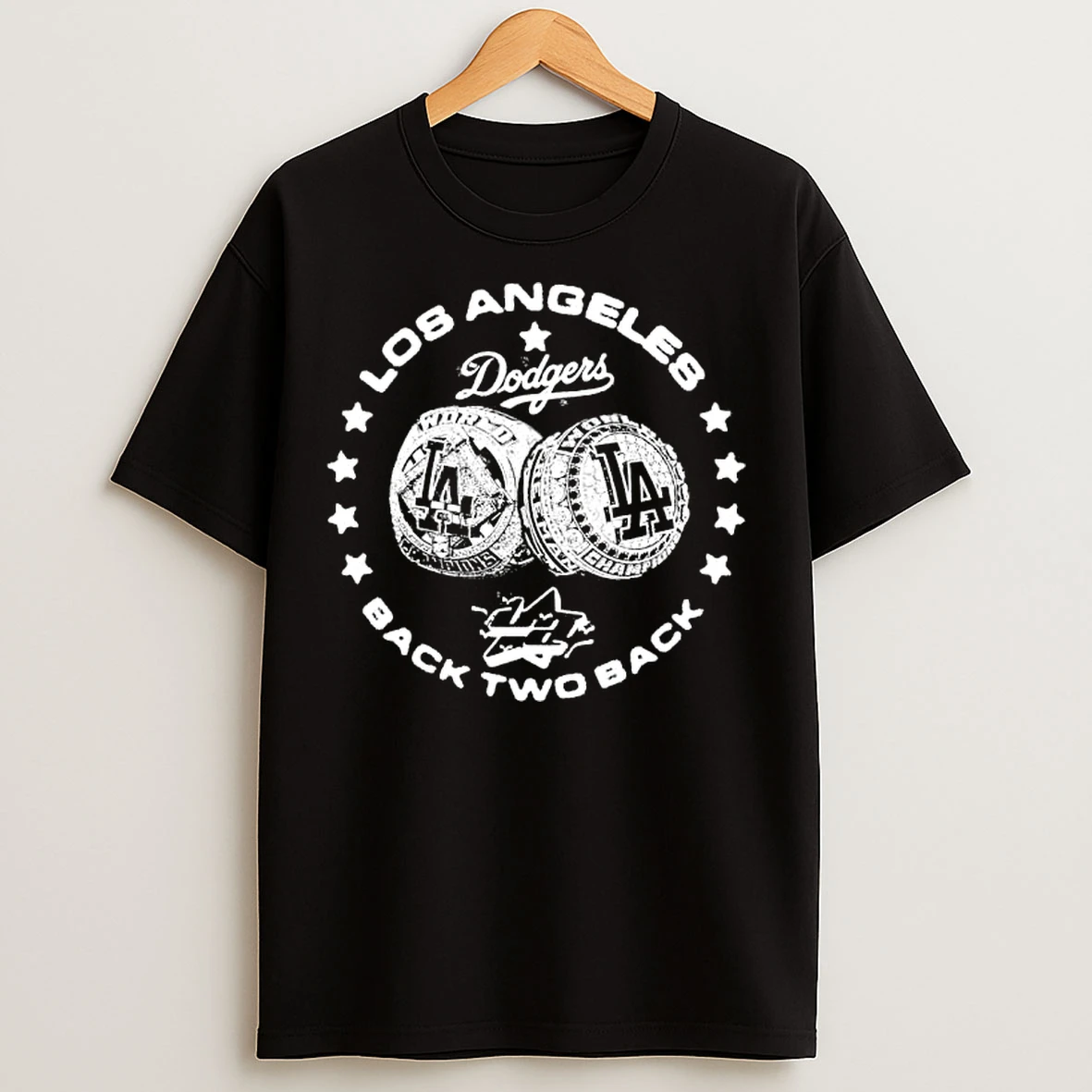 Los Angeles Dodgers Baseball Team Rings Back Two Back Graphic T Shirts