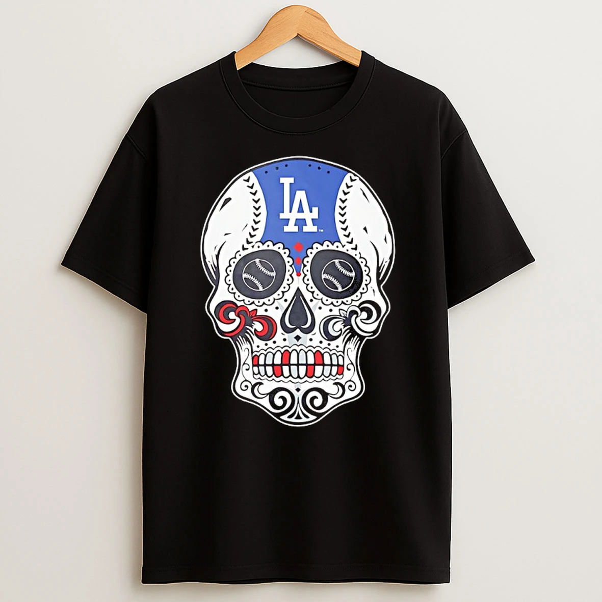 Los Angeles Dodgers Candy Skull Silk Tattoo Shirts