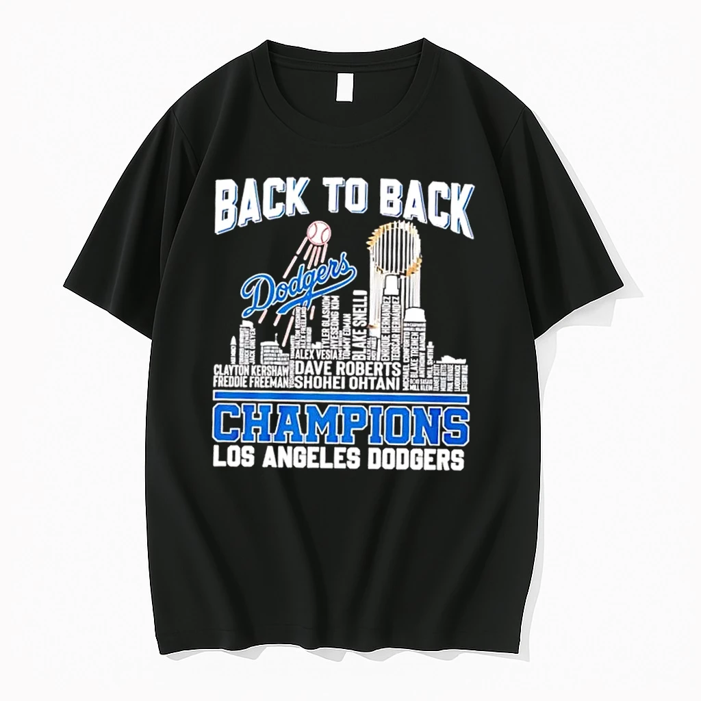 Los Angeles Dodgers Champions Back To Back Player Name Skyline Shirts