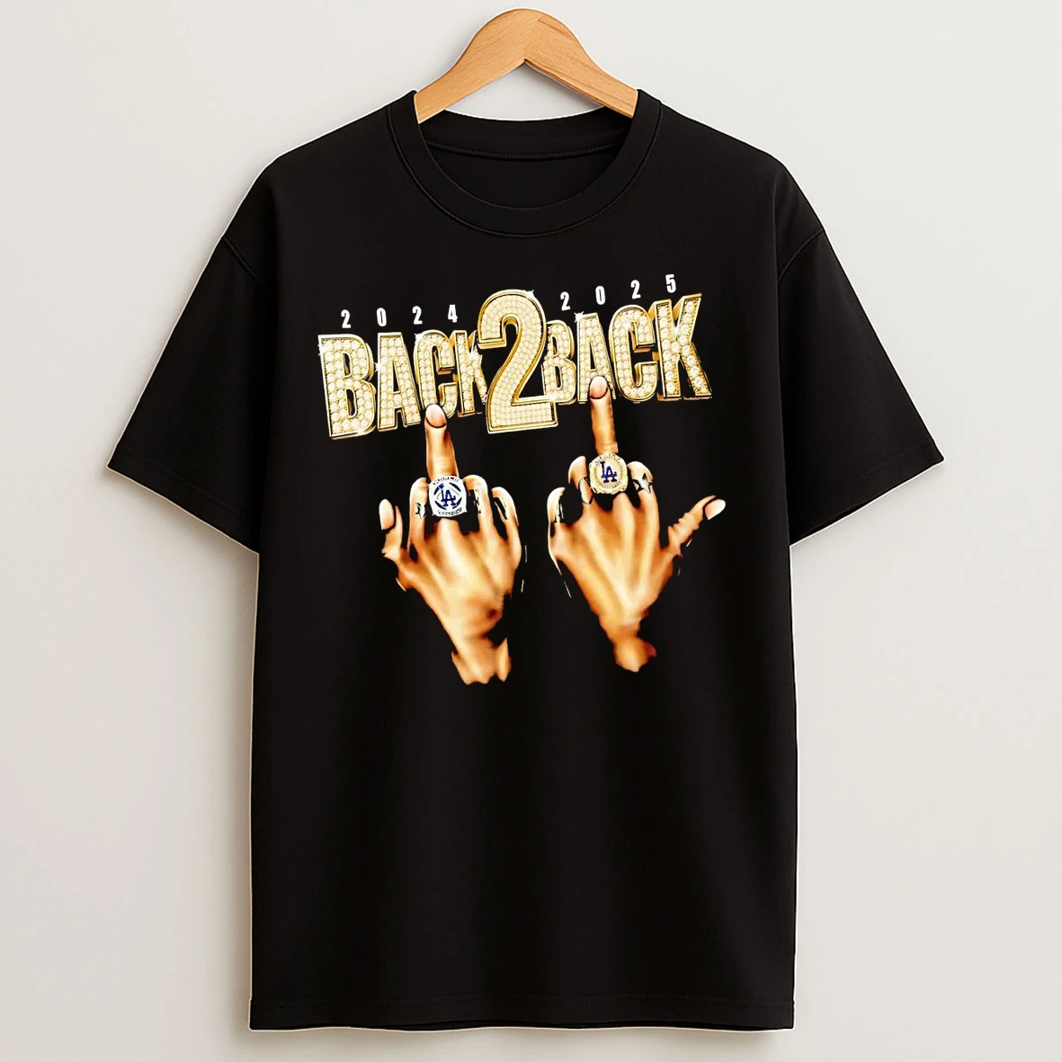Los Angeles Dodgers Middle Finger Back 2 Back 2025 T Shirts