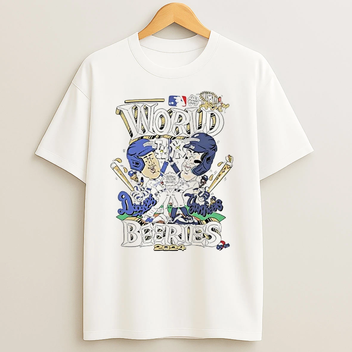 Los Angeles Dodgers Vs New York Yankees 2024 World Beeries Caricature T Shirts