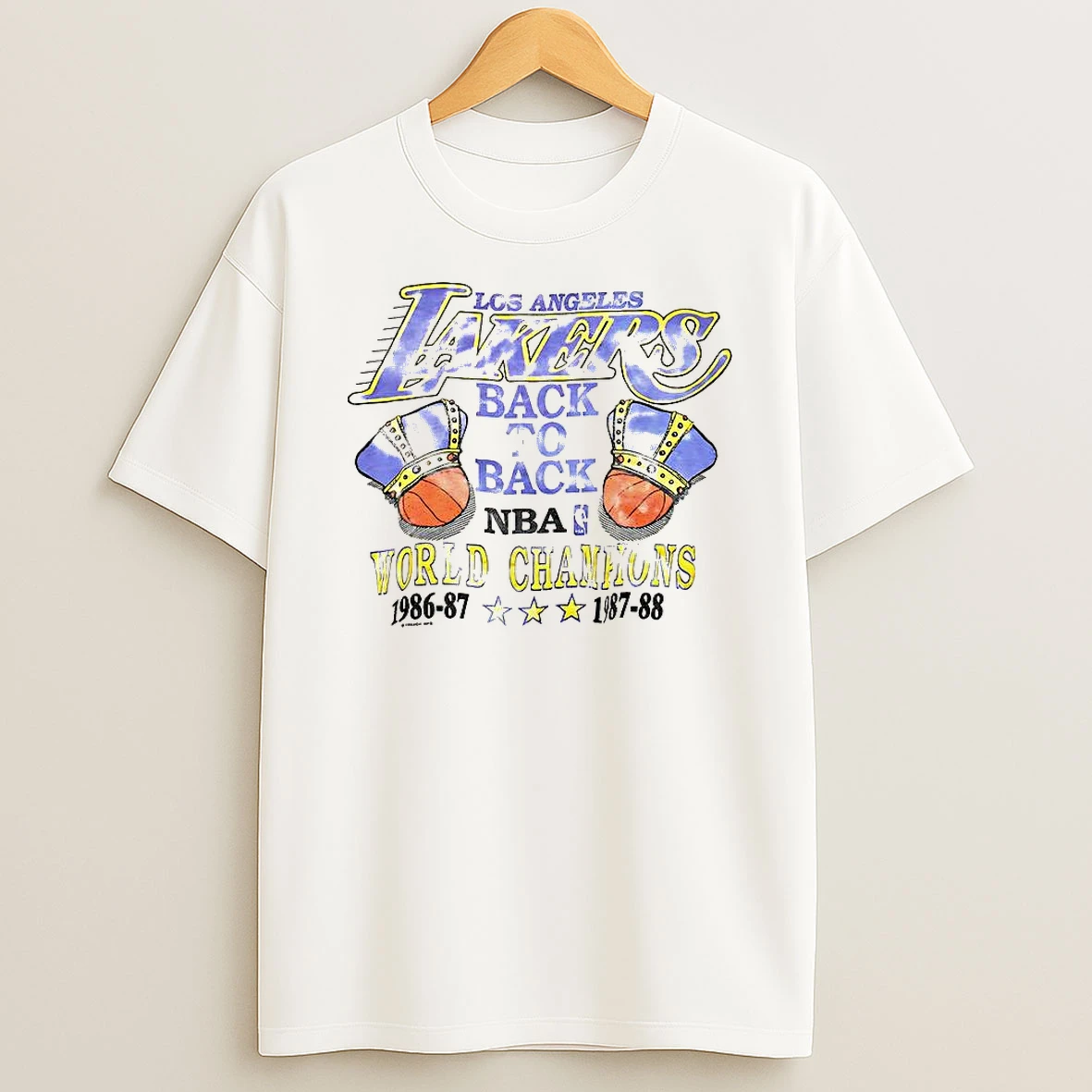 Los Angeles Lakers Back To Back World Champions 1987 Vintage Shirts