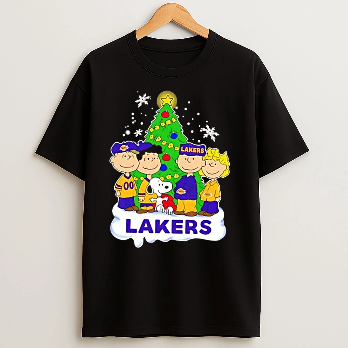 Los Angeles Lakers X Peanuts Snoopy And Friends Christmas Tree T Shirts