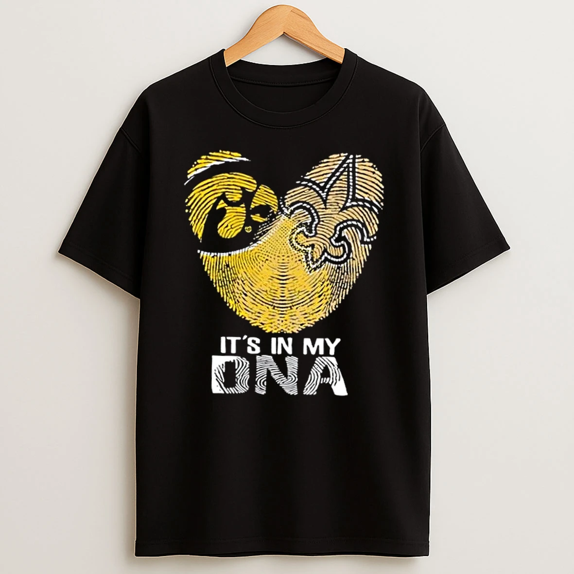 Louisiana City Sports Iowa Hawkeyes X New Orleans Saints Its In My Dna Fingerprint Heart Shirts