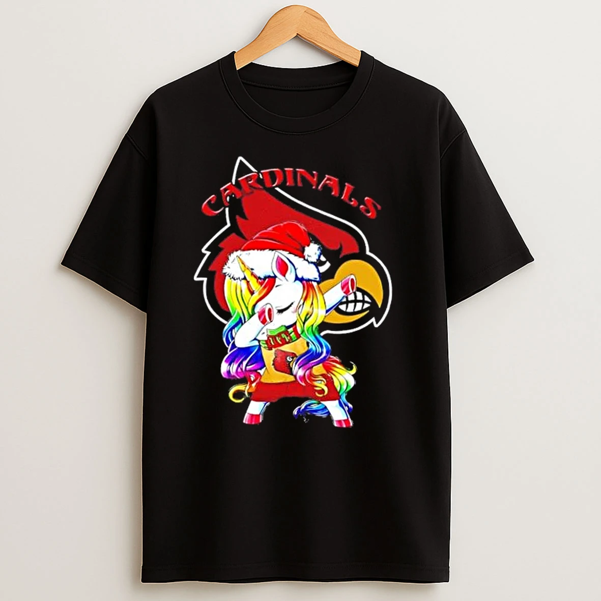 Louisville Cardinals Football X Unicorn Santa Hat Dabbing Merry Christmas T Shirts