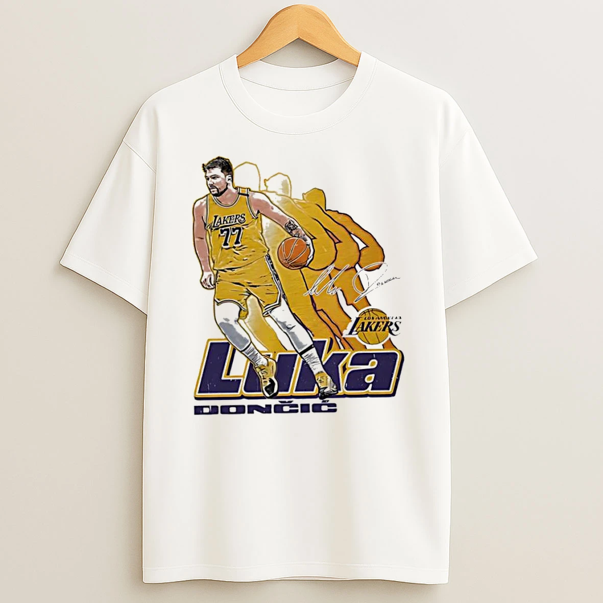 Luka Doncic Los Angeles Lakers Signature 77 Retro Vibe Graphic Shirts