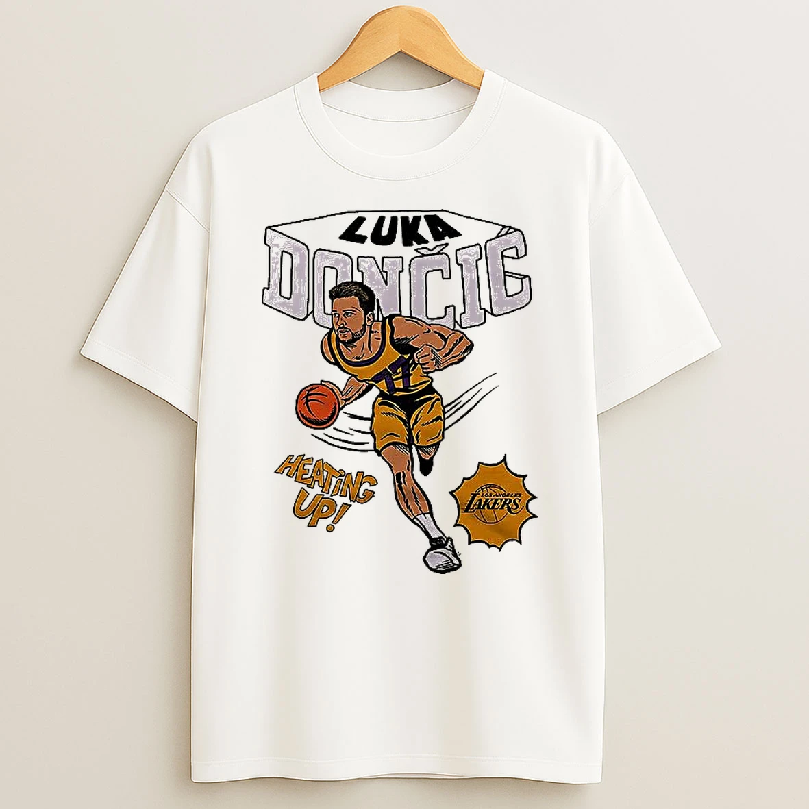 Luka Doncic Los Angeles Lakers Basketball Heating Up Comic Shirts