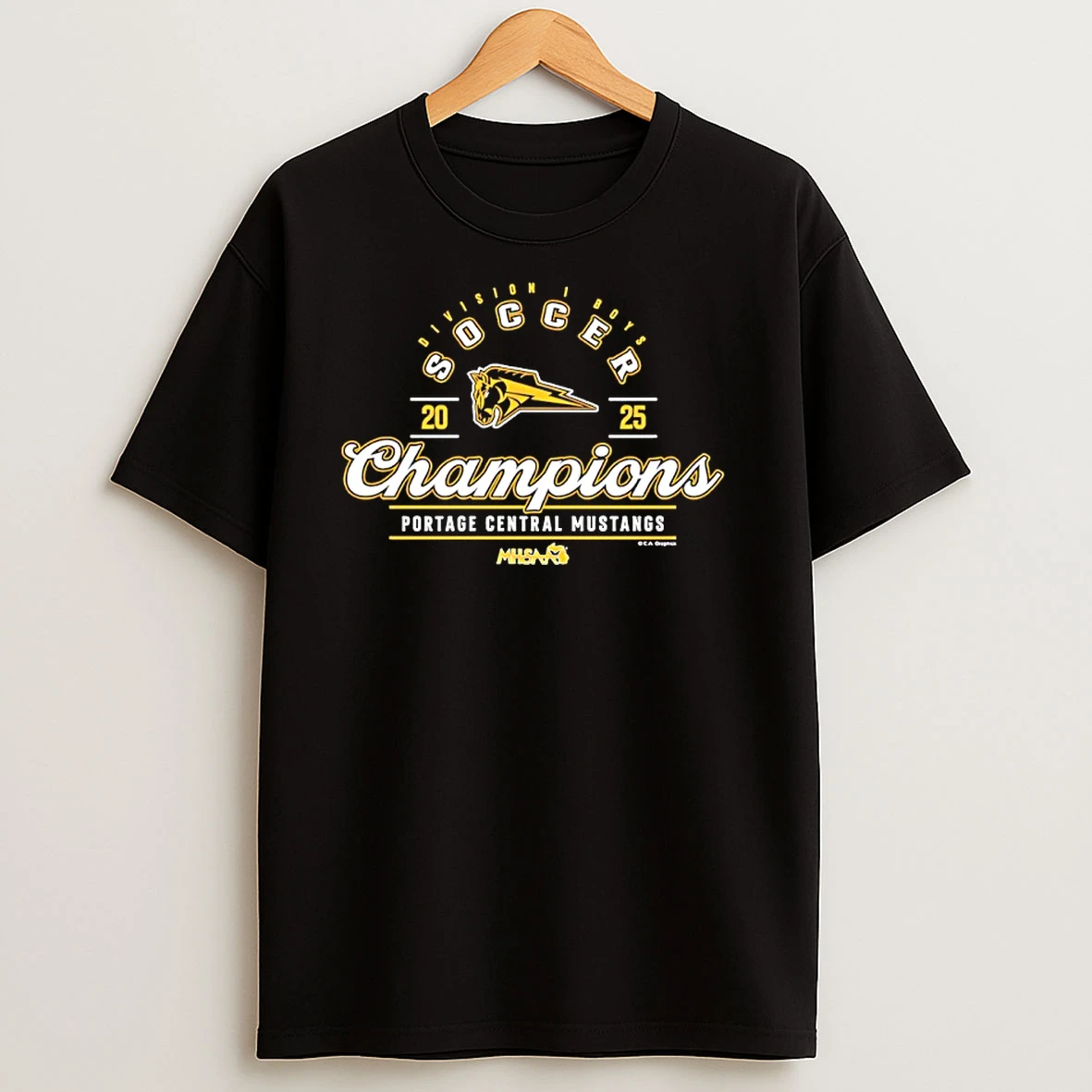 Mhsaa Boys Soccer D1 Champions Portage Central Mustangs 2025 T Shirts