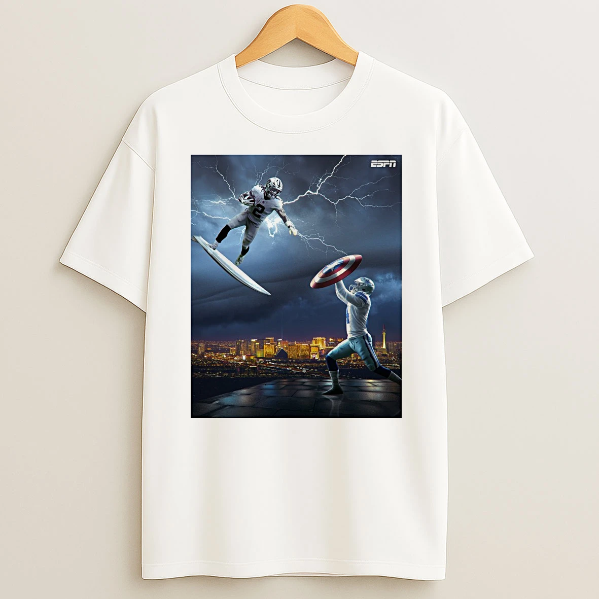 Marvel Silver Surfer Las Vegas Raiders Vs Captain America Dallas Cowboys Monday Night Football Shirts