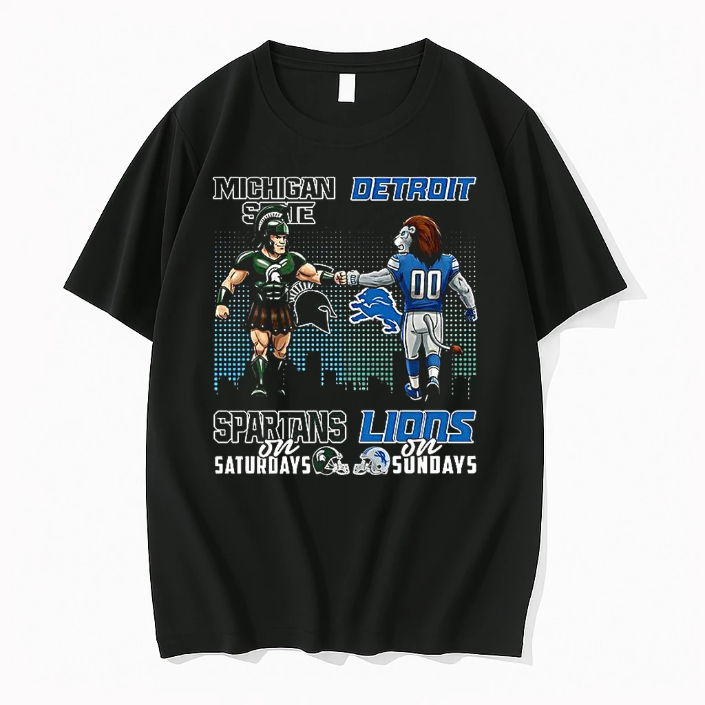 Mascot Michigan State Spartans On Saturdays And Detroit Lions And Sundays Shirts