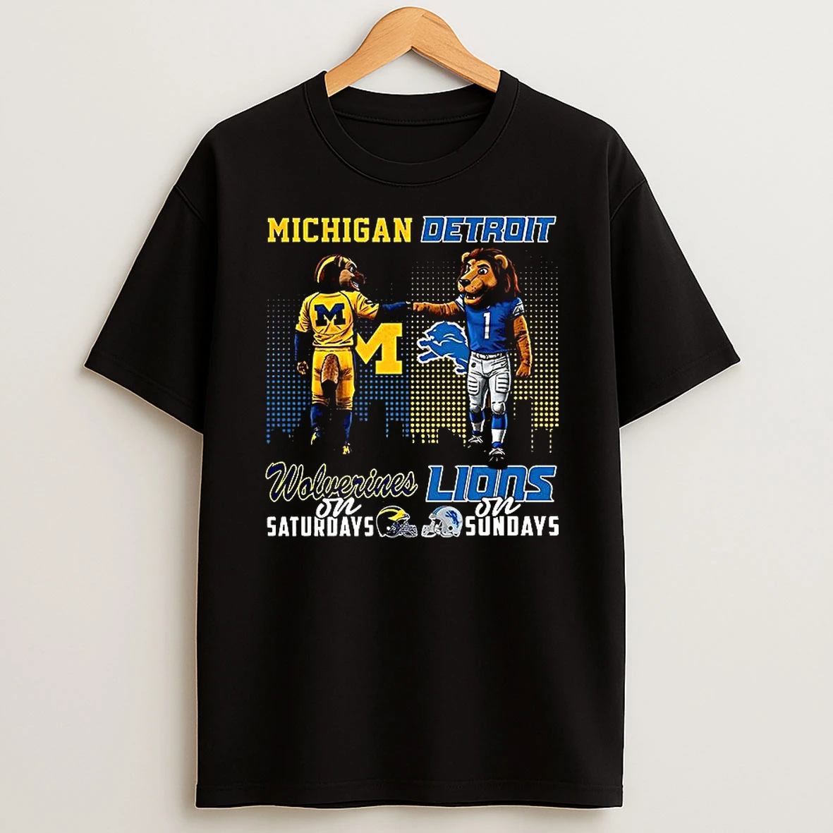 Mascot Michigan Wolverines On Saturdays And Detroit Lions And Sundays Shirts